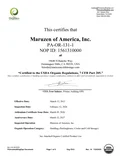 USDA Organic Certificate - Maruzen of America, Inc.